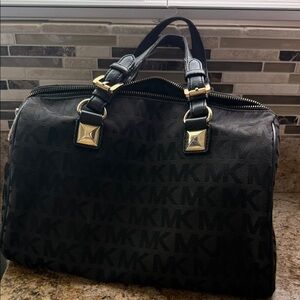 Michael Kors Black MK Logo Bag with Gold-Tone Hardware